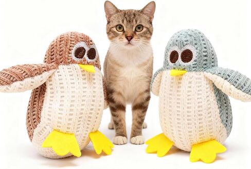 Cat Chew Toy, Soft Penguin Plush with Yellow Feet, Durable Teething Toy for Kittens and Adult Cats, Boredom Relief in Kuwait