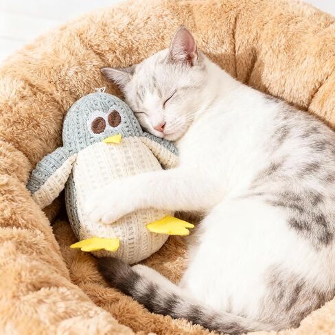 Cat Chew Toy, Soft Penguin Plush with Yellow Feet, Durable Teething Toy for Kittens and Adult Cats, Boredom Relief in Kuwait
