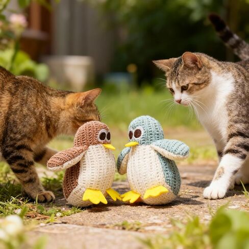 Cat Chew Toy, Soft Penguin Plush with Yellow Feet, Durable Teething Toy for Kittens and Adult Cats, Boredom Relief in Kuwait