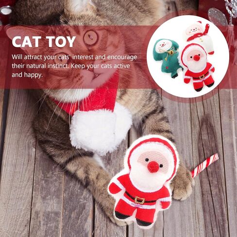 BESPORTBLE Christmas Plush Cat 3pcs Set with Bite-Resistant Kitten Molar Plush Portable Interactive Holiday Cat for Indoor Kittens in Saudi Arabia