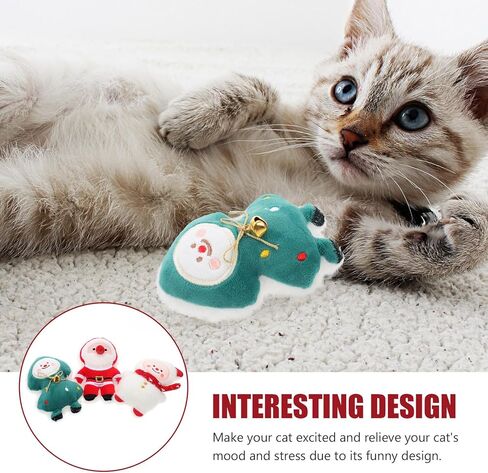 BESPORTBLE Christmas Plush Cat 3pcs Set with Bite-Resistant Kitten Molar Plush Portable Interactive Holiday Cat for Indoor Kittens in Saudi Arabia