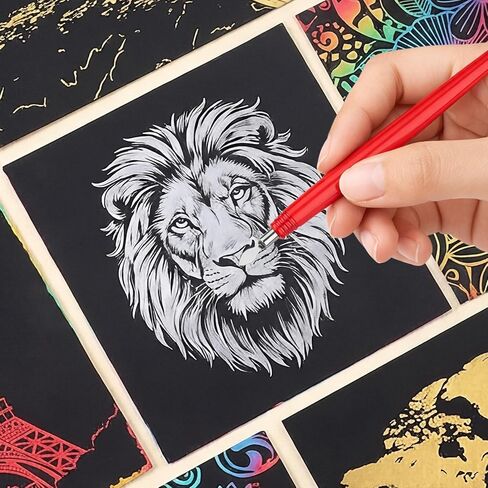 7 قطع أدوات فنية للخدش مع حقيبة أدوات، أداة فنية للخدش مع أقلام تلوين للخدش، لوحة فنية للخدش للبالغين مع قلم خشبي، مكشطة، قلم إصلاح للبالغين والمراهقين in Kuwait