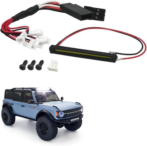 RC Car LED Roof Light Bar for Axial SCX30 1/30 Ford Bronco, 7-Light Kit with Wiring Harness, Battery Powered, Matte Black Finish (White Light Bar) in Saudi Arabia