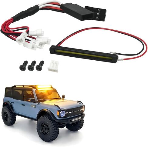 RC Car LED Roof Light Bar for Axial SCX30 1/30 Ford Bronco, 7-Light Kit with Wiring Harness, Battery Powered, Matte Black Finish (White Light Bar) in Saudi Arabia