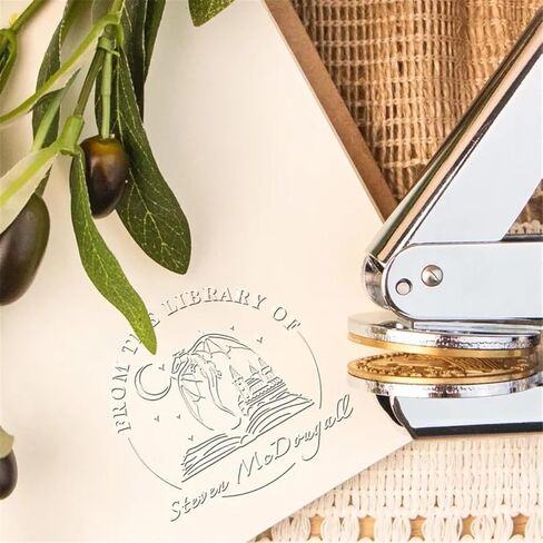 Custom Library Embosser Stamp - Book Embosser Personalized, Books Name Stamper from The Library of, Ex Libris Stamps with Initials & Quotes,Personalized Seal Gift for Book Lover and Wedding Invitation in Saudi Arabia