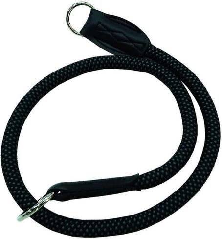 Pet Dog Training Collar, Black Polyester Rope Chain Collar with Metal Ring, 60cm Long, Anti Pull Control in Kuwait
