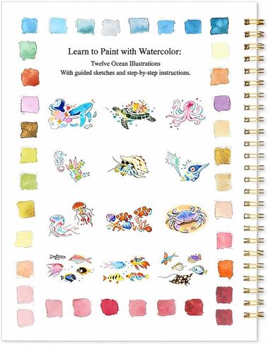Beginner Watercolor Painting Kit with Seaside Watercolor Workbook, 12 Colors Watercolor Paint Set, Paint Brushes Included, Easy Art Set for Beginners in Saudi Arabia