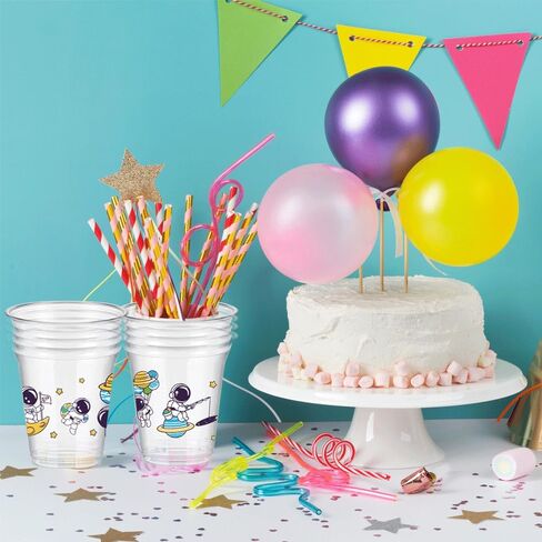50Pcs Space Party Cups,12oz Astronaut Disposable Clear Plastic Drinking Cups for Outer Space Themed Party Decorations in Saudi Arabia
