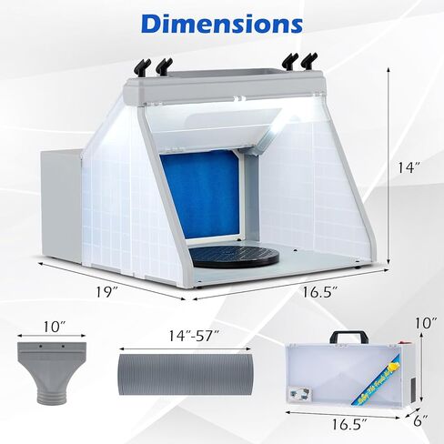 Goplus Portable Airbrush Spray Booth Kit, Lighted Painting Station w/ 3 LED Lights, Turntable & Spray Gun Holders, Foldable Spray Paint Booth w/Fan Filter & Extension Hose for Hobby, Model Painting in Saudi Arabia