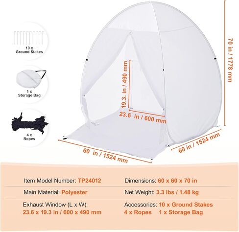 Happybuy Spray Paint Shelter, 60 x 60 x 70 in Pop-Up Portable Tent, Built-in Floor, Exhaust Window, Storage Bag, Foldable Paint Booth for DIY Projects, Furniture Painting, Durable Fabric in Saudi Arabia