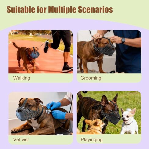 PVC Woven Basket Dog Muzzle for Medium & Large Sized Dogs - Pitbull, Amstaff & Rottweiler Breathable Adjustable Muzzle, Safe Anti-Chewing Biting Comfortable in Saudi Arabia