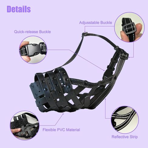 PVC Woven Basket Dog Muzzle for Medium & Large Sized Dogs - Pitbull, Amstaff & Rottweiler Breathable Adjustable Muzzle, Safe Anti-Chewing Biting Comfortable in Saudi Arabia