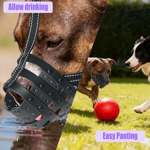 PVC Woven Basket Dog Muzzle for Medium & Large Sized Dogs - Pitbull, Amstaff & Rottweiler Breathable Adjustable Muzzle, Safe Anti-Chewing Biting Comfortable in Saudi Arabia