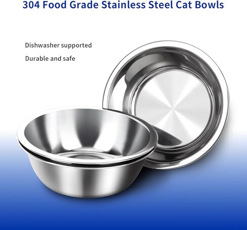 Raised Cat Bowl Stand with 3 Stainless Steel Bowls - 4-Level Height & 15° Angle Adjustable to Promote Proper Eating Posture, Natural Bamboo Base & Anti-Slip Mat for All Life Stages in Saudi Arabia