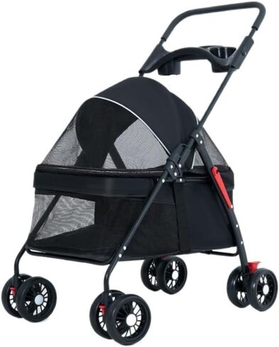 Pet Strollers Pet Cat and Dog Stroller Dog and Cat Teddy Stroller Lightweight Foldable Small Pet Dog Stroller When Going Out Pet Stroller Medium(Black) in Kuwait