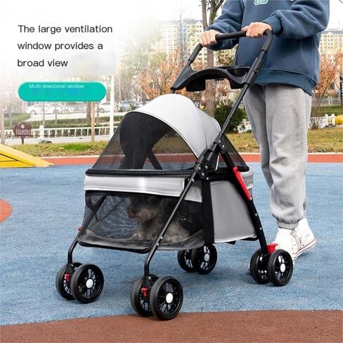 Pet Strollers Pet Cat and Dog Stroller Dog and Cat Teddy Stroller Lightweight Foldable Small Pet Dog Stroller When Going Out Pet Stroller Medium(Black) in Kuwait