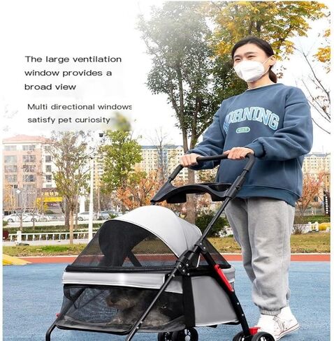 Pet Strollers Pet Cat and Dog Stroller Dog and Cat Teddy Stroller Lightweight Foldable Small Pet Dog Stroller When Going Out Pet Stroller Medium(Black) in Kuwait