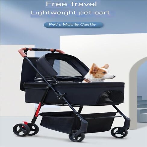 عربات الحيوانات الأليفة، عربة الحيوانات الأليفة، عربة الكلاب والقطط، عربة كلب صغيرة للحيوانات الأليفة، دراجة أحادية قابلة للفصل وقابلة للطي عند الخروج، عربة حيوانات أليفة متوسطة (وردي) in Kuwait