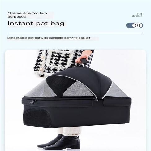 عربات الحيوانات الأليفة، عربة الحيوانات الأليفة، عربة الكلاب والقطط، عربة كلب صغيرة للحيوانات الأليفة، دراجة أحادية قابلة للفصل وقابلة للطي عند الخروج، عربة حيوانات أليفة متوسطة (وردي) in Kuwait