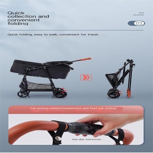 عربات الحيوانات الأليفة، عربة الحيوانات الأليفة، عربة الكلاب والقطط، عربة كلب صغيرة للحيوانات الأليفة، دراجة أحادية قابلة للفصل وقابلة للطي عند الخروج، عربة حيوانات أليفة متوسطة (وردي) in Kuwait