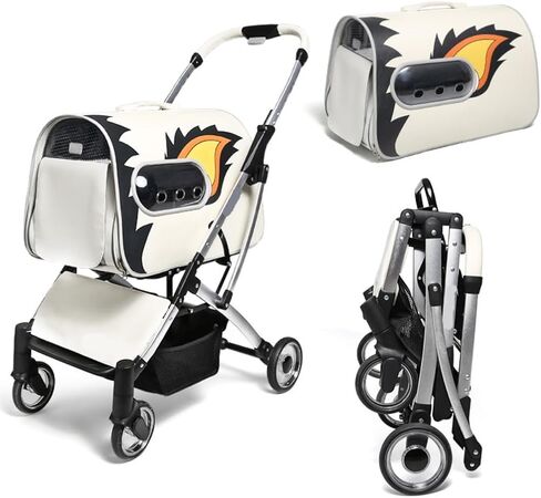 عربات الحيوانات الأليفة عربة الحيوانات الأليفة للقطط والكلاب، قابلة للطي منفصلة حقيبة القط نوع الحيوانات الأليفة نزهة عربة صغيرة ومتوسطة الحجم عربة الحيوانات الأليفة متوسطة (أصفر) in Kuwait