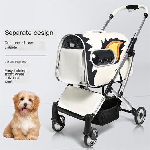 عربات الحيوانات الأليفة عربة الحيوانات الأليفة للقطط والكلاب، قابلة للطي منفصلة حقيبة القط نوع الحيوانات الأليفة نزهة عربة صغيرة ومتوسطة الحجم عربة الحيوانات الأليفة متوسطة (أصفر) in Kuwait