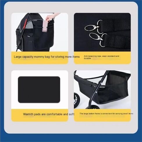 عربات الحيوانات الأليفة، عربة الحيوانات الأليفة، عربة الكلاب والقطط، عربة حيوانات أليفة صغيرة للنزهات، عربة أطفال خفيفة الوزن قابلة للفصل بعجلة واحدة متوسطة (أسود) in Kuwait