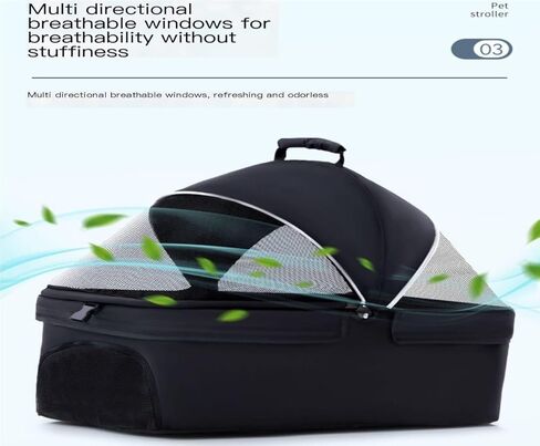 عربات الحيوانات الأليفة، عربة الحيوانات الأليفة، عربة الكلاب والقطط، عربة حيوانات أليفة صغيرة للنزهات، عربة أطفال خفيفة الوزن قابلة للفصل بعجلة واحدة متوسطة (أسود) in Kuwait
