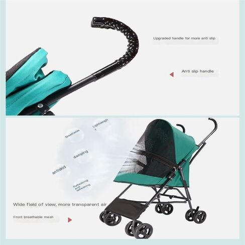 عربات الحيوانات الأليفة في الهواء الطلق، عربة الحيوانات الأليفة للكلاب والقطط، عربة أطفال محمولة في الهواء الطلق، عربة أطفال صغيرة ومتوسطة الحجم، عربة حيوانات أليفة متوسطة (أخضر) in Kuwait