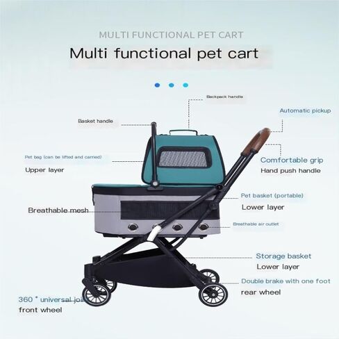 عربات الحيوانات الأليفة عربة الحيوانات الأليفة التلقائية القابلة للطي بطبقة مزدوجة عربة الحيوانات الأليفة عربة الحيوانات الأليفة المنفصلة عربة الحيوانات الأليفة خفيفة الوزن عربة الحيوانات الأليفة متوسطة الحجم in Kuwait