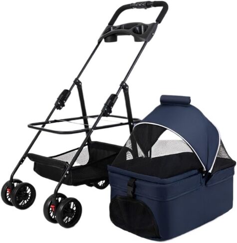 Pet Strollers Pet Stroller, Lightweight and Foldable Stroller, Pet Stroller, Meal Tray, Pet Stroller, Must-Have for Traveling Pet Stroller Medium(Blue) in Kuwait