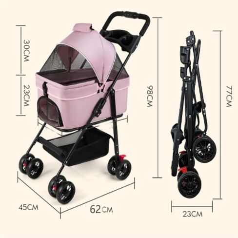 Pet Strollers Pet Stroller, Lightweight and Foldable Stroller, Pet Stroller, Meal Tray, Pet Stroller, Must-Have for Traveling Pet Stroller Medium(Blue) in Kuwait