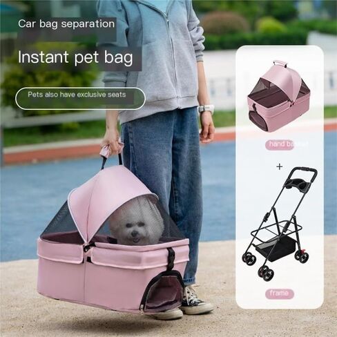 Pet Strollers Pet Stroller, Lightweight and Foldable Stroller, Pet Stroller, Meal Tray, Pet Stroller, Must-Have for Traveling Pet Stroller Medium(Blue) in Kuwait