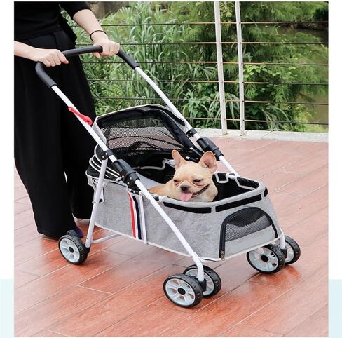 عربات الحيوانات الأليفة خفيفة الوزن، عربة سفر للحيوانات الأليفة، صغيرة ومتوسطة الحجم، قابلة للتنفس، عربة جرو قابلة للطي، عربة سفر للحيوانات الأليفة، متوسطة (أزرق) in Kuwait