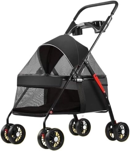 Pet Strollers Pet Stroller for Outings, Small Pull Cart, Puppy Stroller, Dog Walking Cart, Small, Lightweight, Foldable Cat Pet Stroller Medium(Black,C) in Kuwait