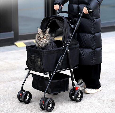 Pet Strollers Pet Stroller for Outings, Small Pull Cart, Puppy Stroller, Dog Walking Cart, Small, Lightweight, Foldable Cat Pet Stroller Medium(Black,C) in Kuwait