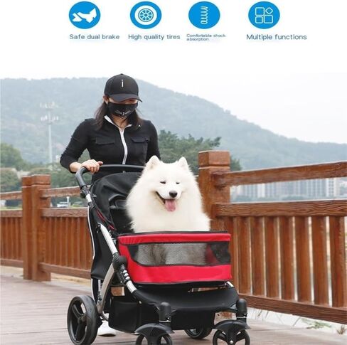 Pet Strollers Outdoor Folding Pet Stroller Dog and Cat Foldable Stroller Portable Outdoor Stroller Pet Breathable Stroller Pet Stroller Medium(G) in Kuwait