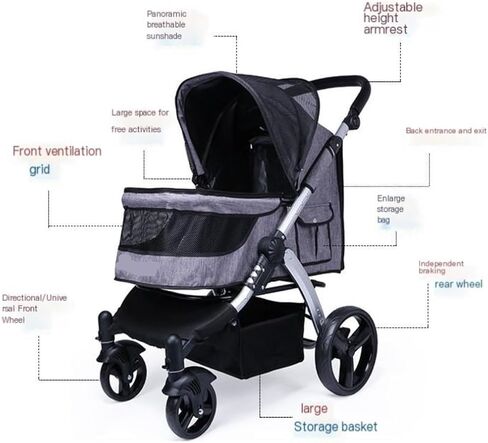 Pet Strollers Outdoor Folding Pet Stroller Dog and Cat Foldable Stroller Portable Outdoor Stroller Pet Breathable Stroller Pet Stroller Medium(G) in Kuwait