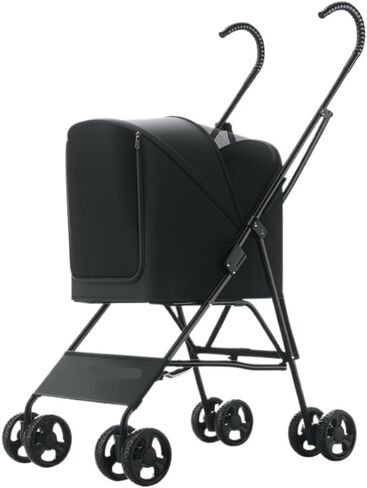 عربات الحيوانات الأليفة القابلة للطي لعربة الحيوانات الأليفة للمشي مع الكلاب والقطط عند الخروج، عربة الحيوانات الأليفة الصغيرة، الكل في واحد، عربة الحيوانات الأليفة سريعة التجميع متوسطة (أسود) in Kuwait