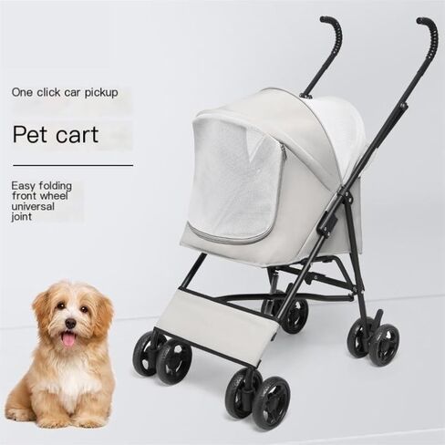 عربات الحيوانات الأليفة القابلة للطي لعربة الحيوانات الأليفة للمشي مع الكلاب والقطط عند الخروج، عربة الحيوانات الأليفة الصغيرة، الكل في واحد، عربة الحيوانات الأليفة سريعة التجميع متوسطة (أسود) in Kuwait