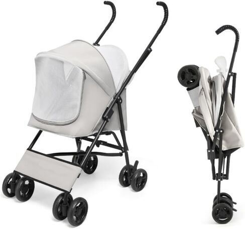 عربات الحيوانات الأليفة القابلة للطي لعربة الحيوانات الأليفة للمشي مع الكلاب والقطط عند الخروج، عربة الحيوانات الأليفة الصغيرة، الكل في واحد، عربة الحيوانات الأليفة سريعة التجميع متوسطة (أسود) in Kuwait