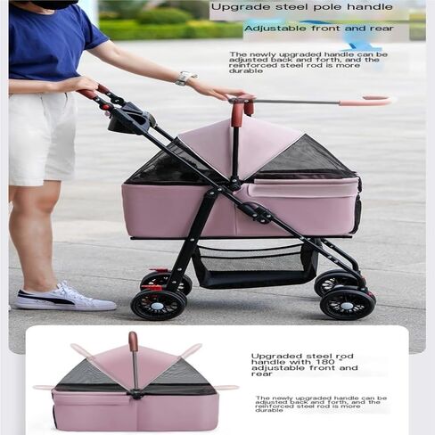 Pet Strollers Pet Cat and Dog Stroller Dog Cat Teddy Baby Stroller Lightweight Foldable Small Pet Dog When Going Out Pet Stroller Medium(Blue) in Kuwait