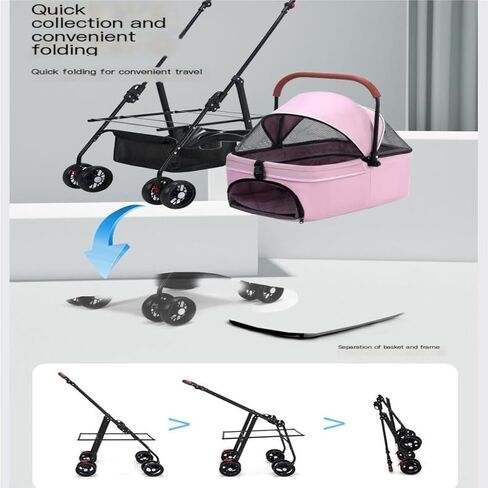 Pet Strollers Pet Cat and Dog Stroller Dog Cat Teddy Baby Stroller Lightweight Foldable Small Pet Dog When Going Out Pet Stroller Medium(Blue) in Kuwait