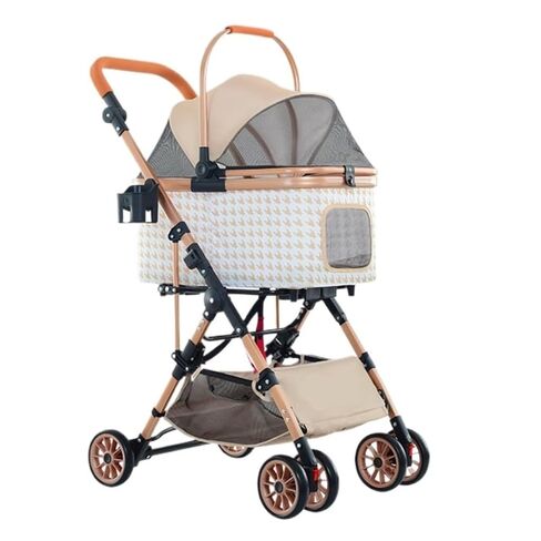 Pet Strollers Detachable Pet Stroller Detachable Three-Purpose Cat and Dog Universal Pet Stroller Houndstooth Stroller Pet Stroller Medium(K) in Kuwait