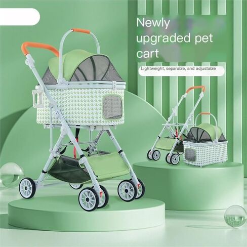 Pet Strollers Detachable Pet Stroller Detachable Three-Purpose Cat and Dog Universal Pet Stroller Houndstooth Stroller Pet Stroller Medium(K) in Kuwait