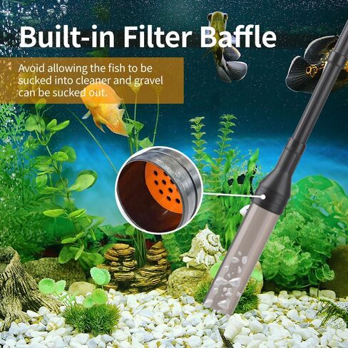 Large Gravel Vacuum for Aquarium, Adjustable Length Manual 256GPH Aquarium Gravel Cleaners, Low Water Level Fish Tank Water Changer with Suction Ball, Use for Fish Tank Cleaning Gravel and Sand in Saudi Arabia