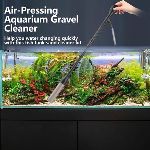 Large Gravel Vacuum for Aquarium, Adjustable Length Manual 256GPH Aquarium Gravel Cleaners, Low Water Level Fish Tank Water Changer with Suction Ball, Use for Fish Tank Cleaning Gravel and Sand in Saudi Arabia
