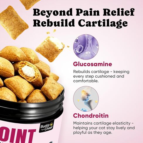 Glucosamine for Cats, Cat Joint Supplement with Chondroitin, Omega-3s & Green-Lipped Mussel, Pain Relief Crunchy & Creamy Treats for Senior Cats, Hip & Joint, Mobility & Flexibility Support -450 Chews in Saudi Arabia