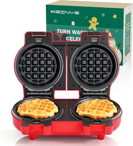 4" Waffle Maker with Removable Plates, 2-in-1 Nonstick Waffle Maker, Independent Dual Heating, Compact Design for Festive Family Breakfasts (228AK) in Kuwait