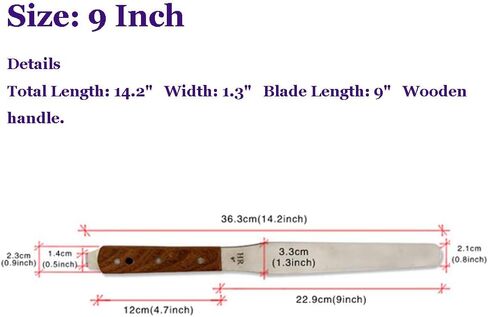 ملعقة حبر طباعة الشاشة مقاس 9 بوصة - سكين من الفولاذ المقاوم للصدأ بمقبض خشبي، مرن - 4 بوصة / 5 بوصة / 6 بوصة / 7 بوصة / 8 بوصة / 9 بوصة / 10 بوصة / 12 بوصة (9 بوصات) in Kuwait